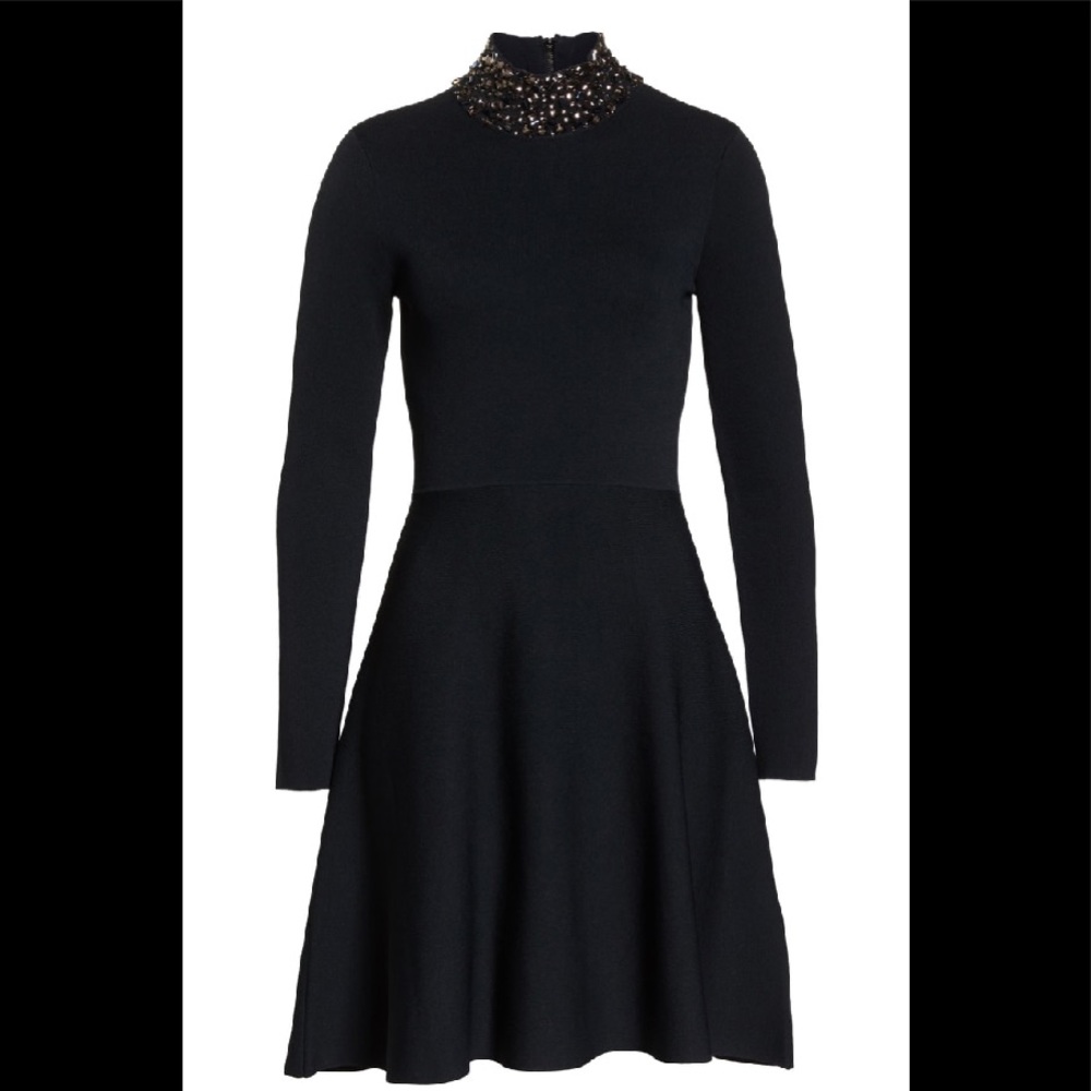 Eliza J S Mock Neck Jeweled Holiday Dress